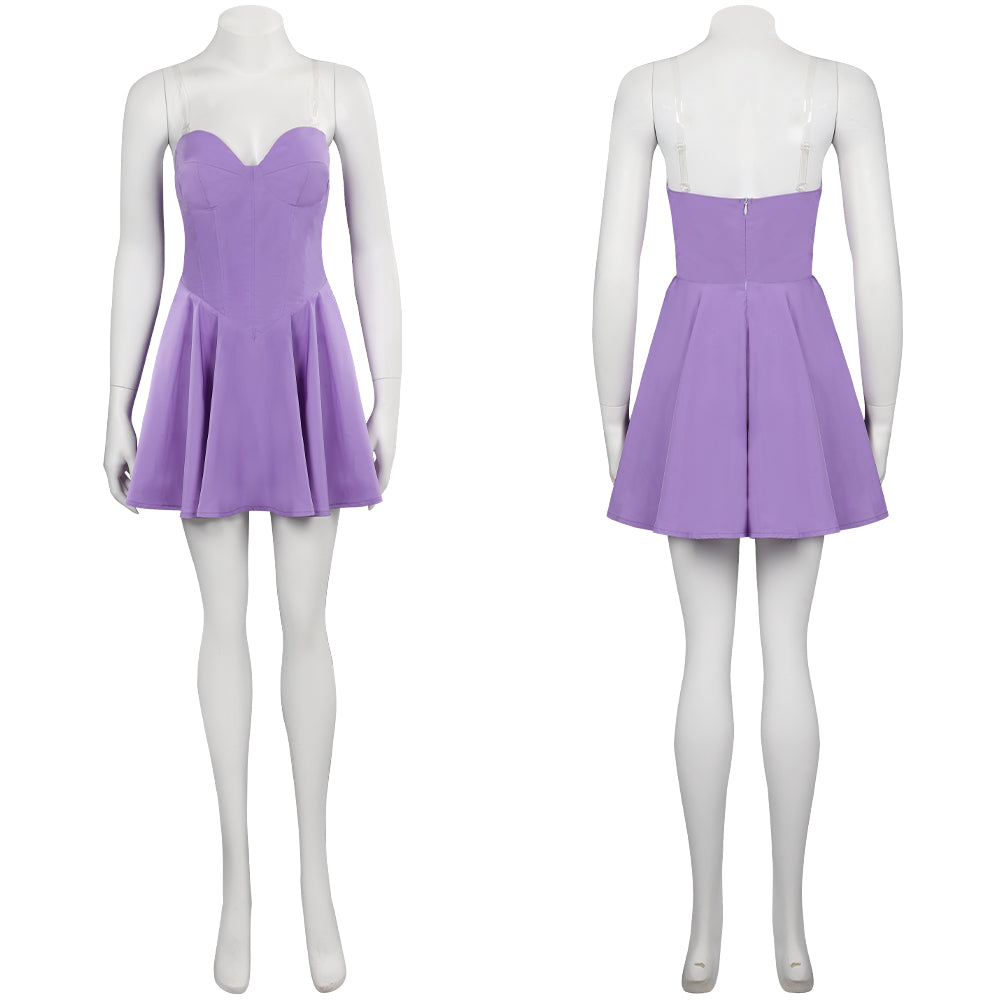 Barbie 2023 The Writer Barbie Purple Dress Cosplay Costume Halloween Carnival Suit