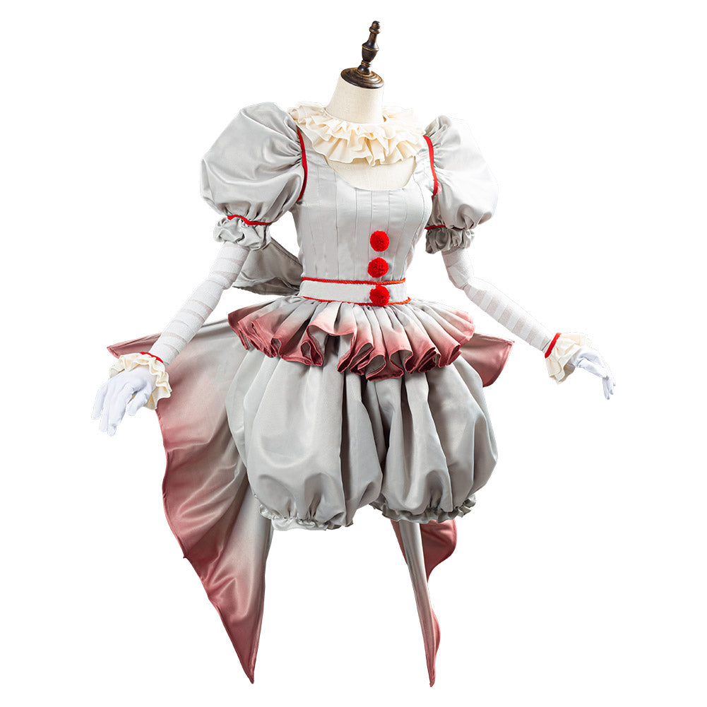 Pennywise Horror Pennywise The Clown Costume Outfit for Women Girls Halloween Carnival Cosplay Costume