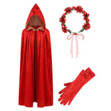 Little Red Cosplay Costume Hooded Cloak Gloves Outfits Halloween Carnival Party Suit