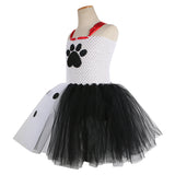 Girls Cruella De Vil Cosplay Costume Kids Children Mesh Tutu Dress Headband OutfitsHalloween Carnival Suit