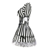 Beetlejuice Cosplay Costume Women Black And White Striped Dress Halloween Carnival