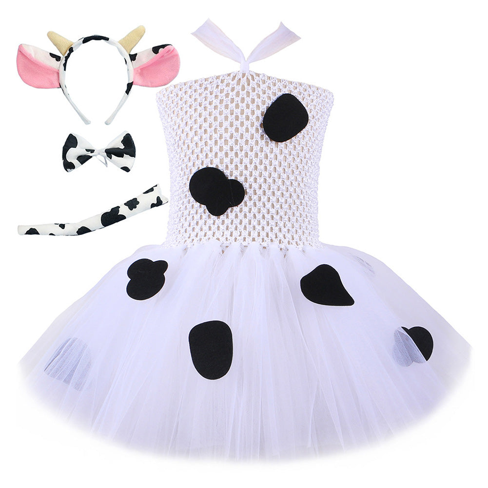 Kids Girls Milk Cow CosplayTutu Dress Purple Halloween Carnival Suit