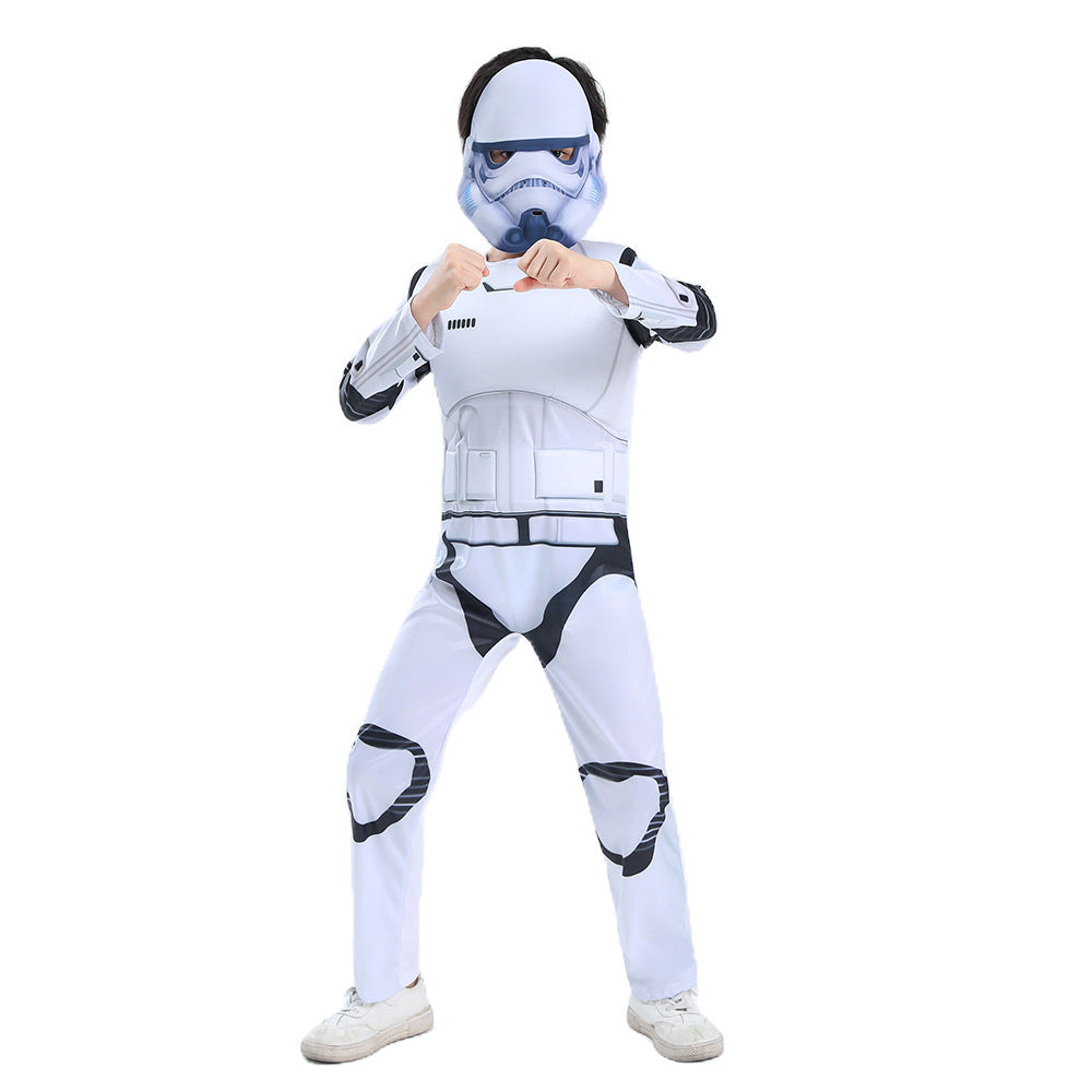 Kids Star Wars white Solider Cosplay Costume Jumpsuit  Mask Outfits Halloween Carnival Suit