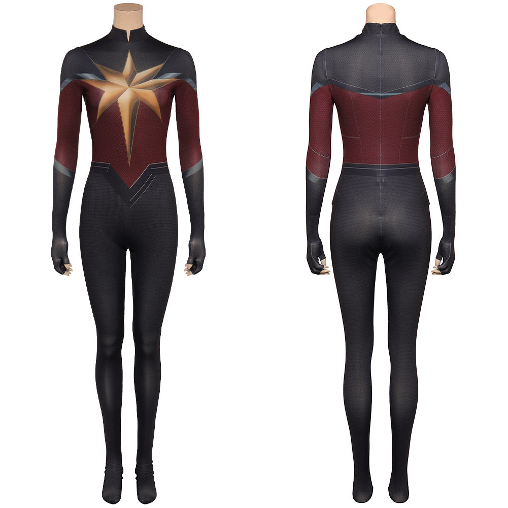 Captain Marvel Carol Danvers Black Jumpsuit Cosplay Costume Outfits Halloween Carnival Suit