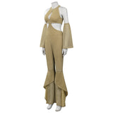 Women 1970s Retro Vintage Disco Jumpsuit Flares Pants Outfits Halloween Carnival Suit