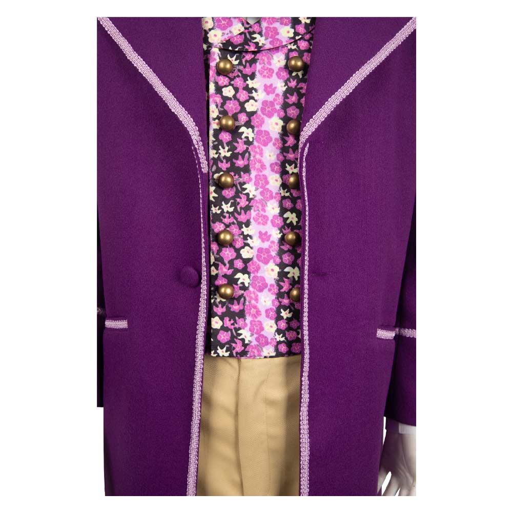Charlie And The Chocolate Factory 1971 Willy Wonka Purple Magician Outfit Cosplay Costume Outfits