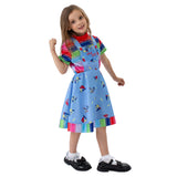 Child's Play Chucky ​Kids Children Girls Blue Dress ​Cosplay Costume Outfits 