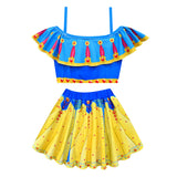 Kids Girls Snow White Cosplay Costume Two-Piece Swimwear Outfits Halloween Carnival Suit