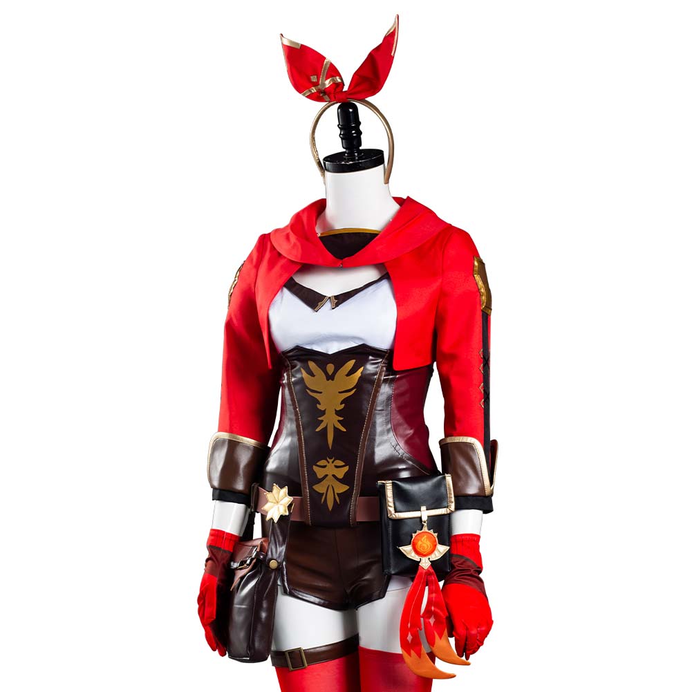 Genshin Impact Halloween Carnival Suit Amber Cosplay Costume Jumpsuit Outfit