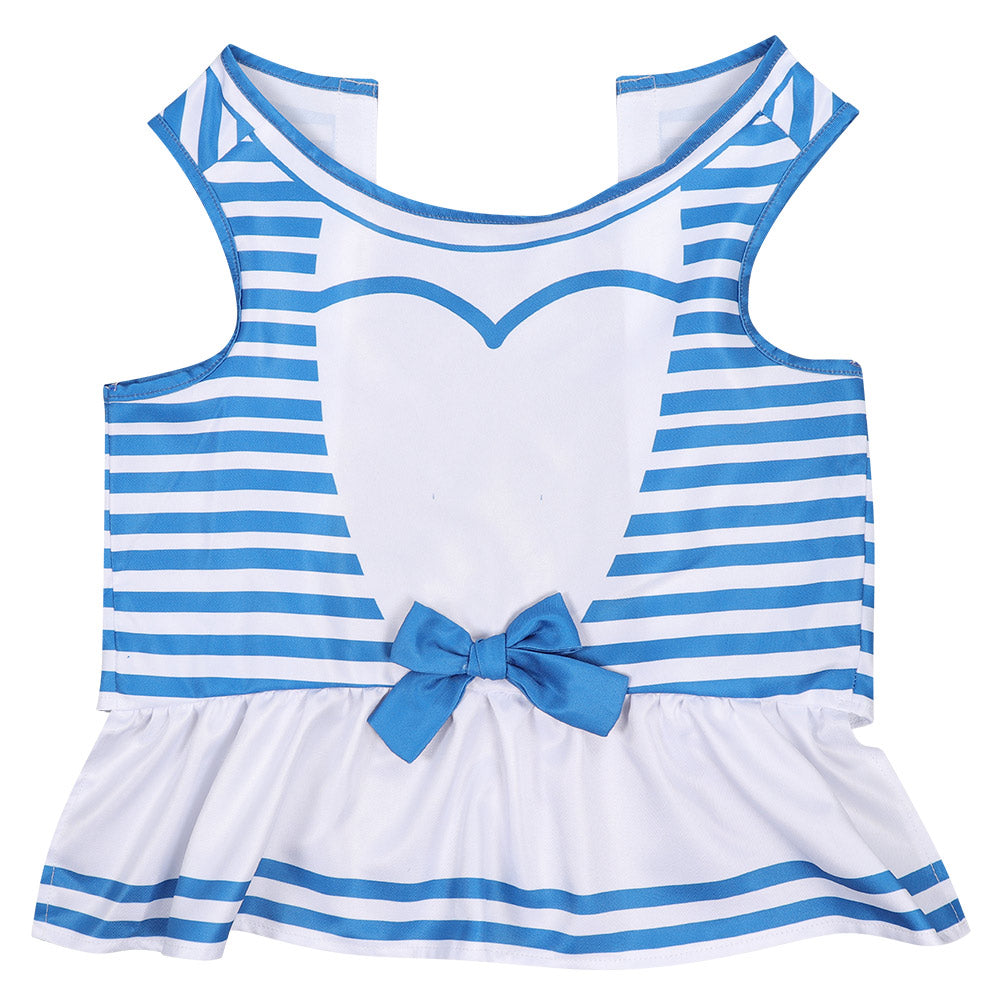 Barbie Pet Dog Blue Stripes Dress Outfits Cosplay Costume Halloween Carnival Suit 
