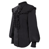 Adult Women Medieval Victorian Ruffle Shirt Blouse Cosplay Costume Party Outfits Halloween Carnival Suit