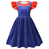 Kids Girls Mario Cosplay Costume Dress Halloween Carnival Party Disguise Suit