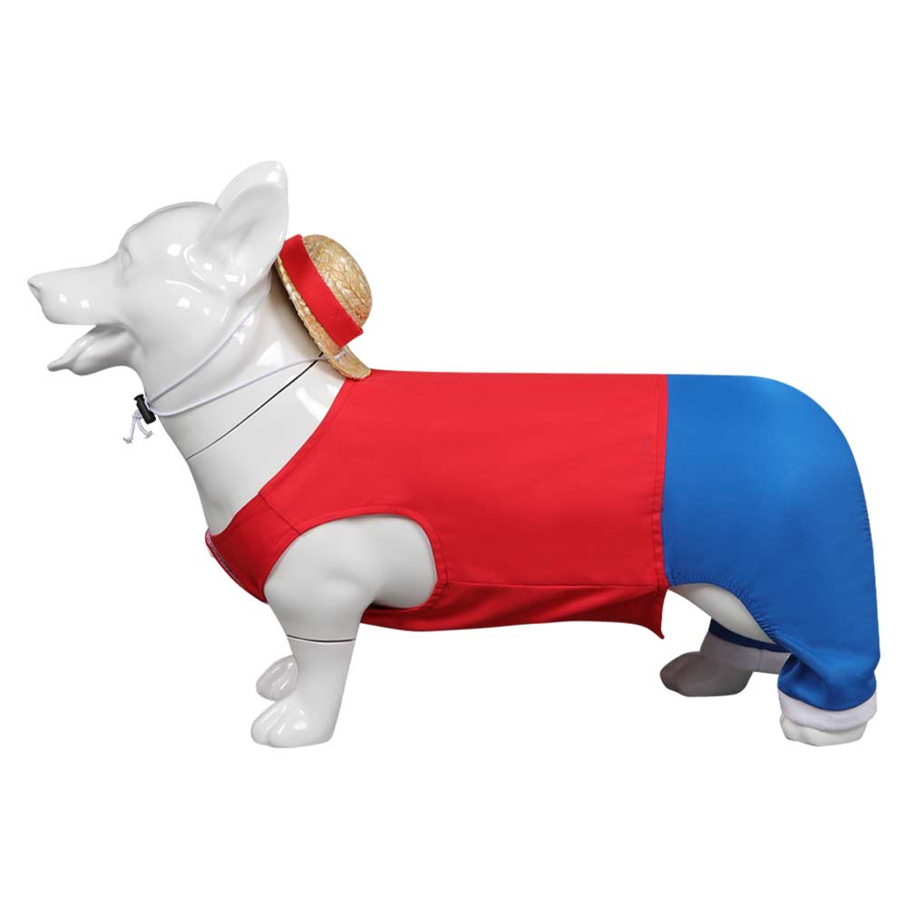 One Piece Luffy Pet Dog Outfits Cosplay Costume Halloween Carnival Suit