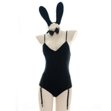 Black Velvet Rabbit Bunny Girls Cosplay Costume Uniform Jumpsuit Outfits Halloween Carnival Suit