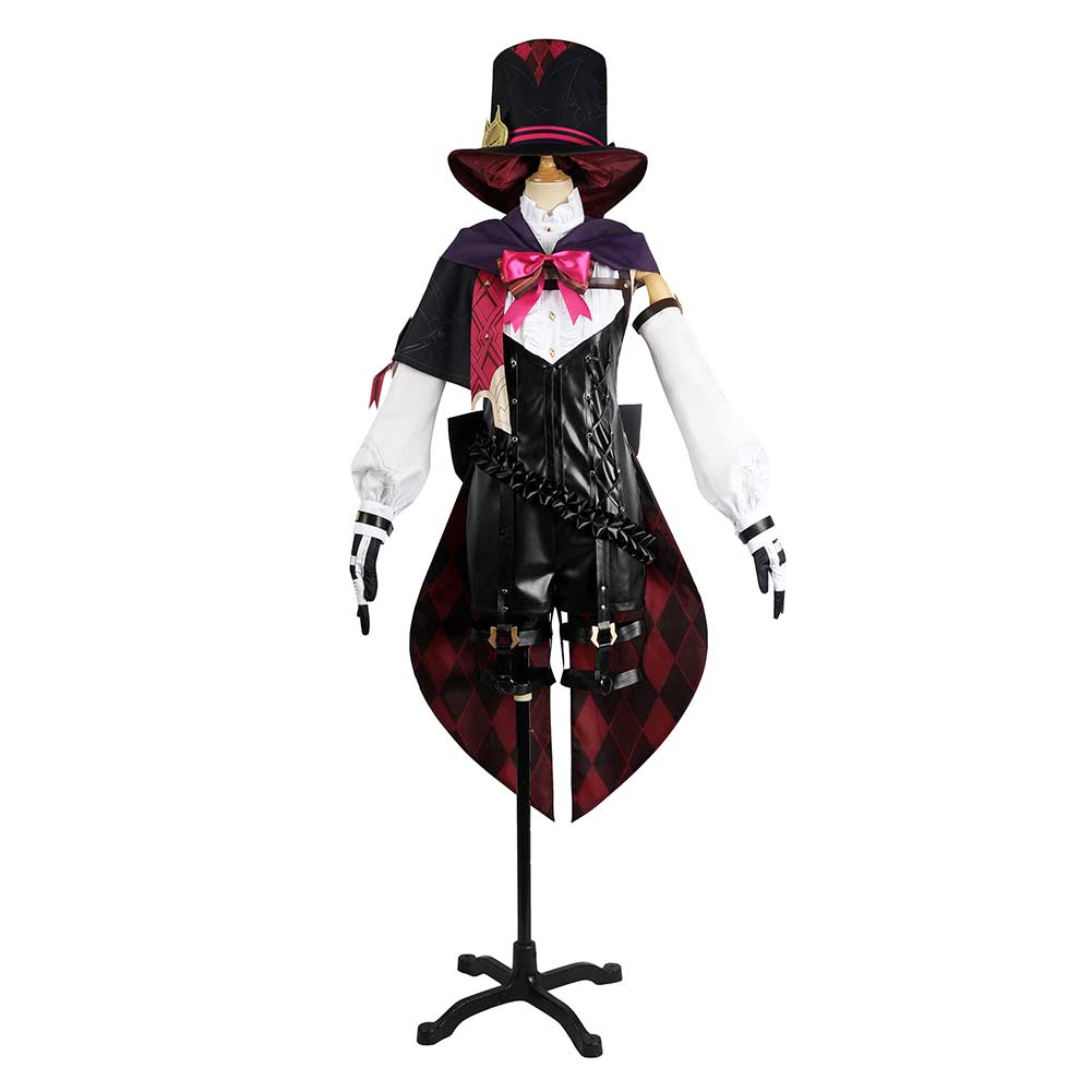 Genshin Impact Lyney Women Black Dress Outfits Cosplay Costume Halloween Carnival Suit