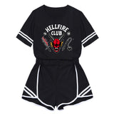 Stranger Things 4 Hellfire Club Cosplay Costume T-shirt Crop Top Shorts Set Outfits Halloween Carnival Suit