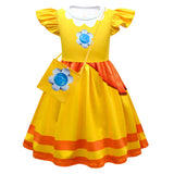 The Super Mario Bros peach Cosplay Costume Kids Girls Yellow Dress Outfits Halloween Carnival Suit