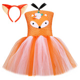 Girls Fox Cosplay Costume Kids Children Nesh Tutu Dress OutfitsHalloween Carnival Suit