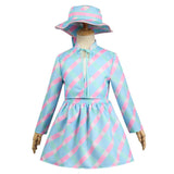 Barbie 2023 Kids Children Girls Cosplay Costume Blue Dress Hat Outfits Halloween Carnival Suit