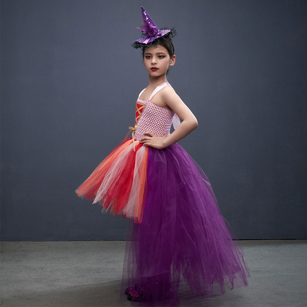 Kids Girls  Hocus Pocus Sarah Sanderson Cosplay Costume Dress Headband Outfits Halloween Carnival Suit