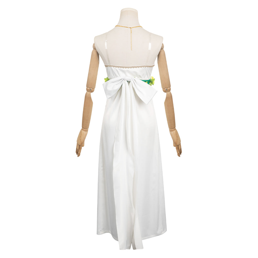 Final Fantasy VII Aerith Gainsborough White Gown Dress Cosplay Costume Outfits Halloween Carnival Suit