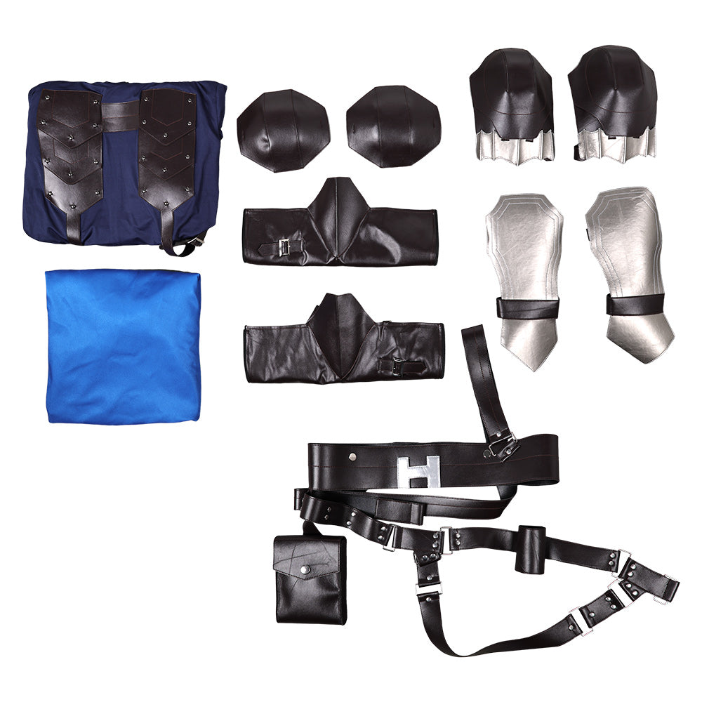 Final Fantasy VII Rebirth Cloud Strife Blue and Black Combat Suit Set ...