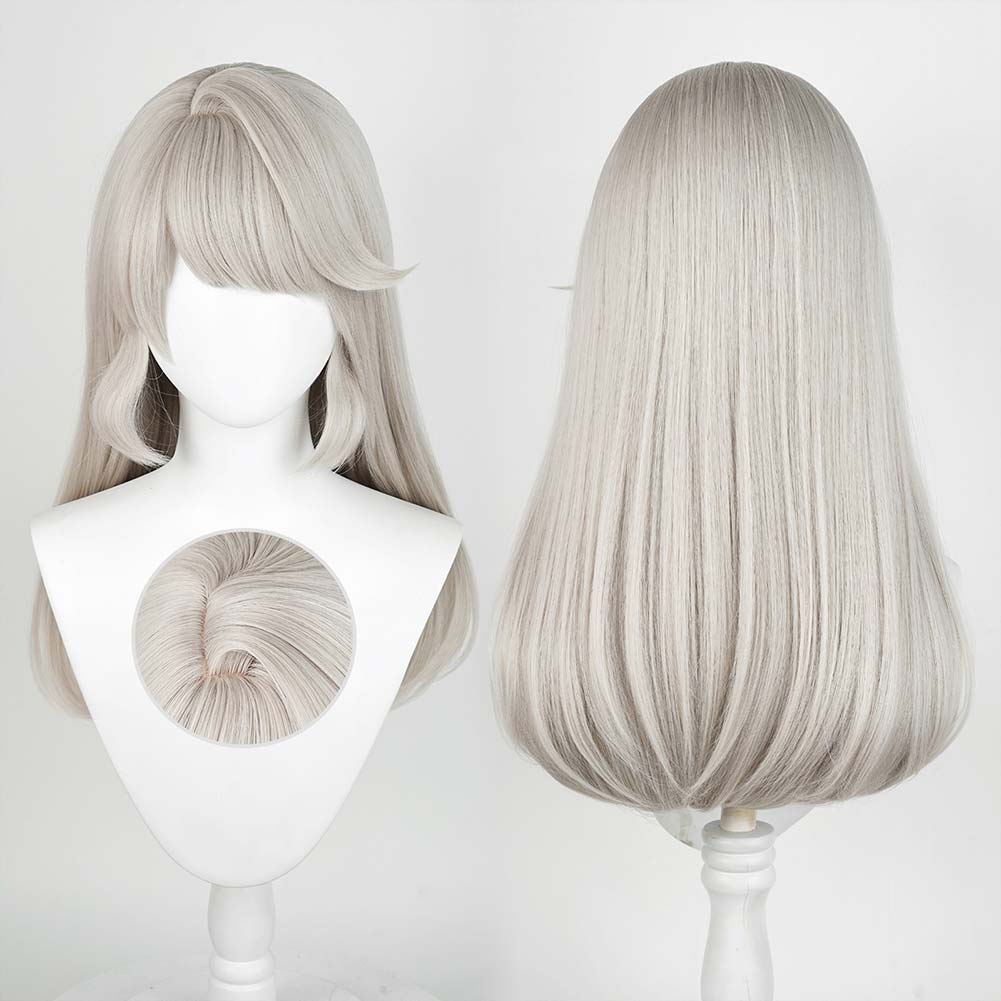 Genshin Impact Lynette Game Character Cosplay Gery Wig Heat Resistant Synthetic Hair Props