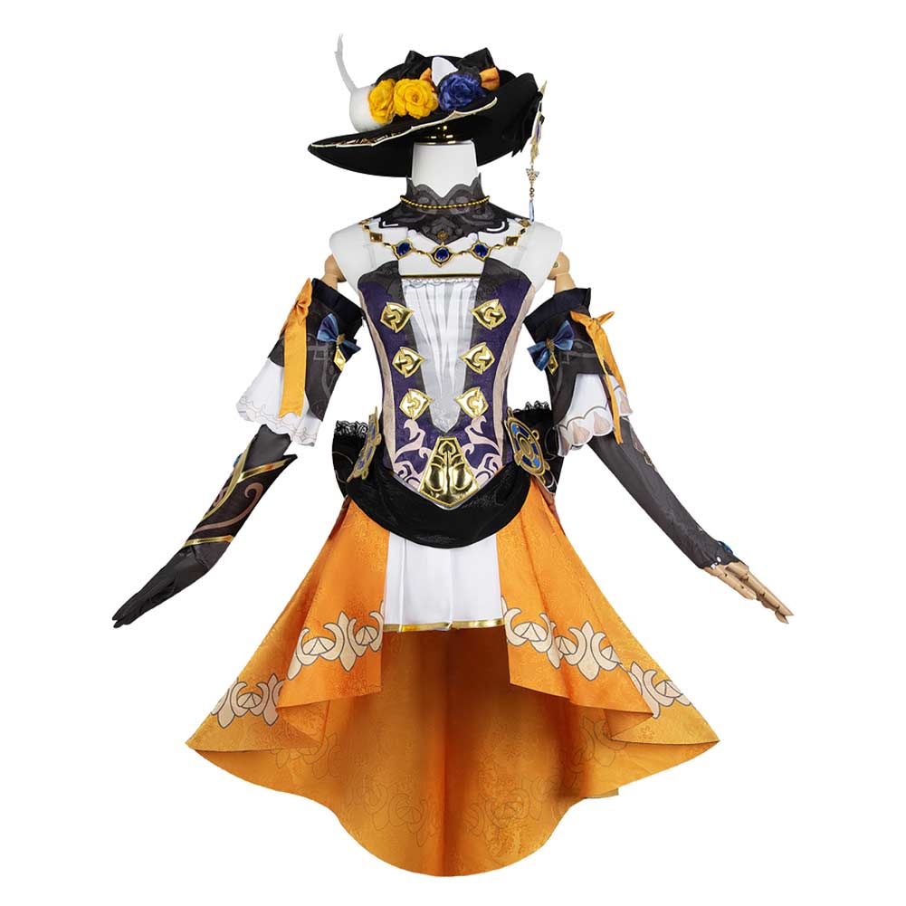 Genshin Impact Navia Cosplay Costume Yellow Outfits Halloween Carnival Suit