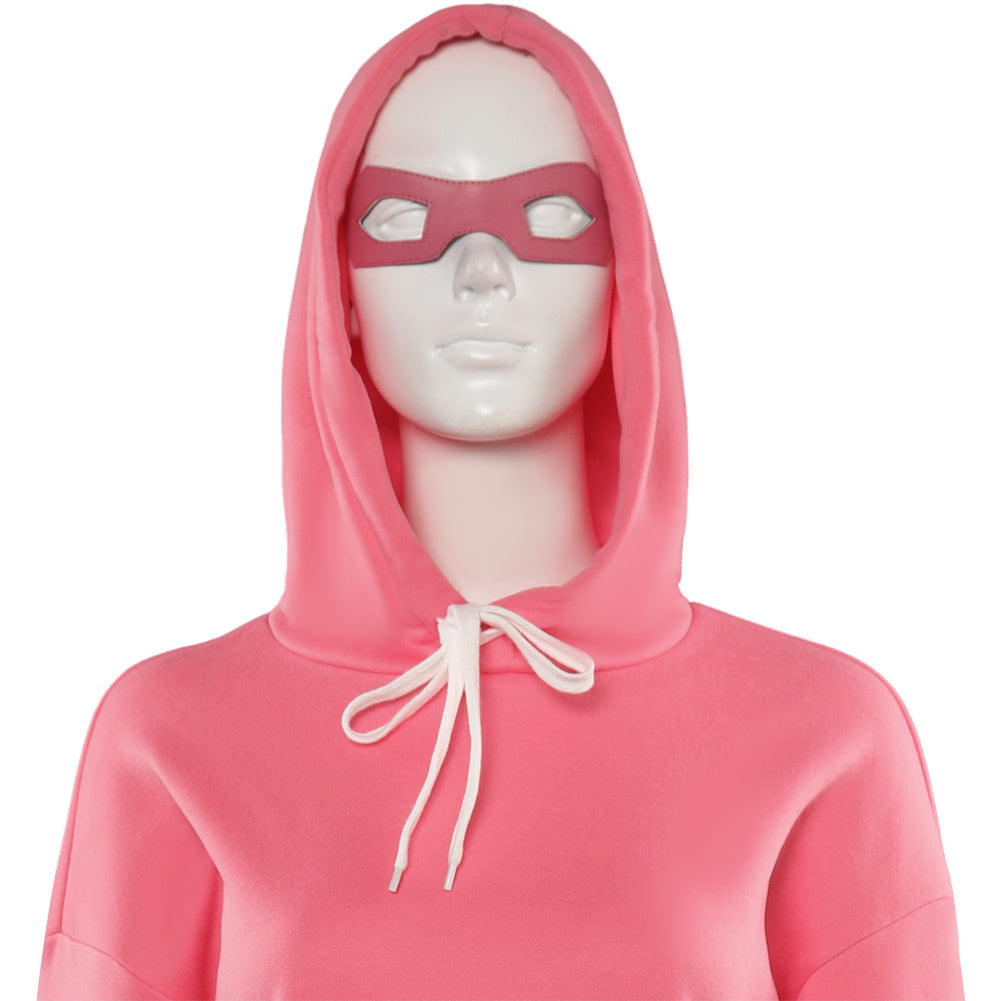 Invincible Atom Eve Cosplay Costume Pink Sweater Eye Mask Outfits Halloween Carnival Suit