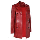 Madame Web Red Leather Coat Cosplay Costume Outfits Halloween Carnival Suit