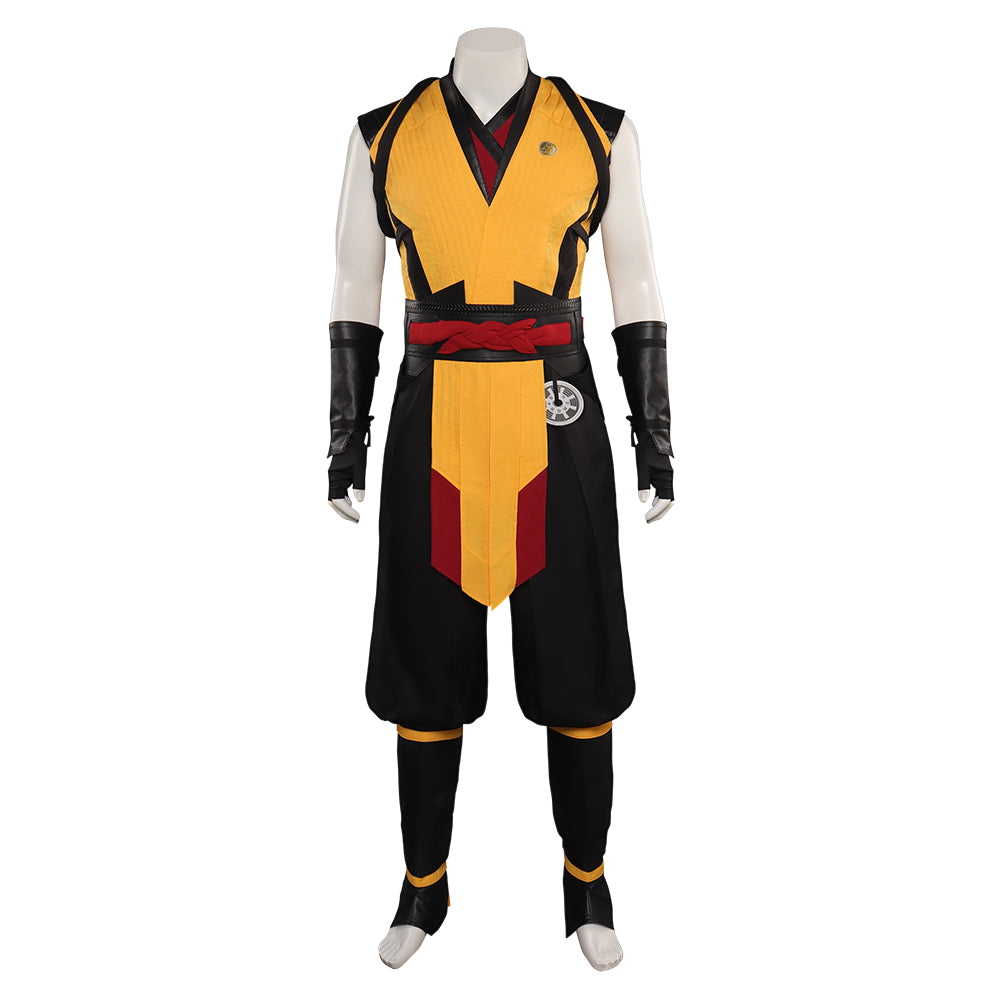 Mortal Kombat Scorpion Cosplay Costume Men Vest Pants Belt Outfits Halloween Carnival Suit