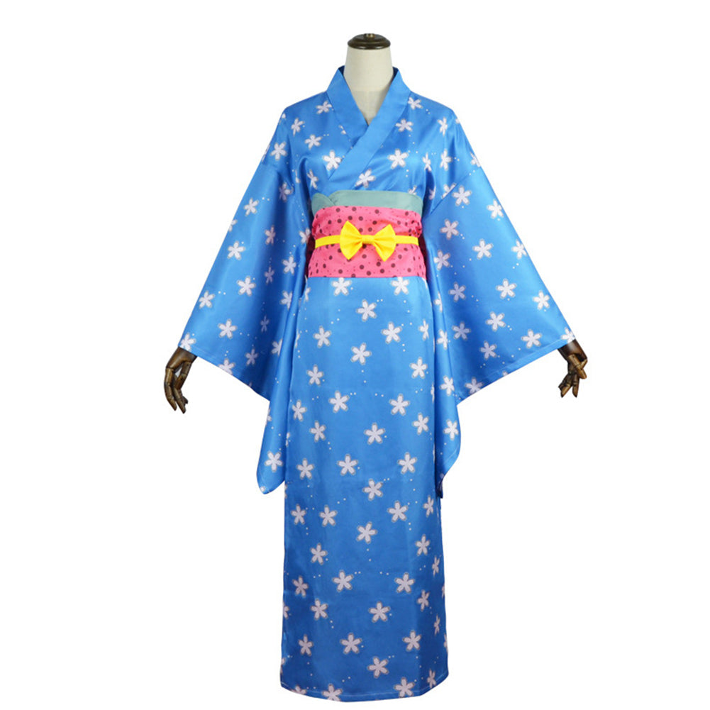 One Piece Nami Anime Character Wano Country Blue Yukata Cosplay Costume Outfits
