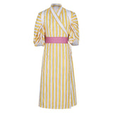 One Piece Sanji Anime Character Yellow Striped Kimono Cosplay Costume Outfits