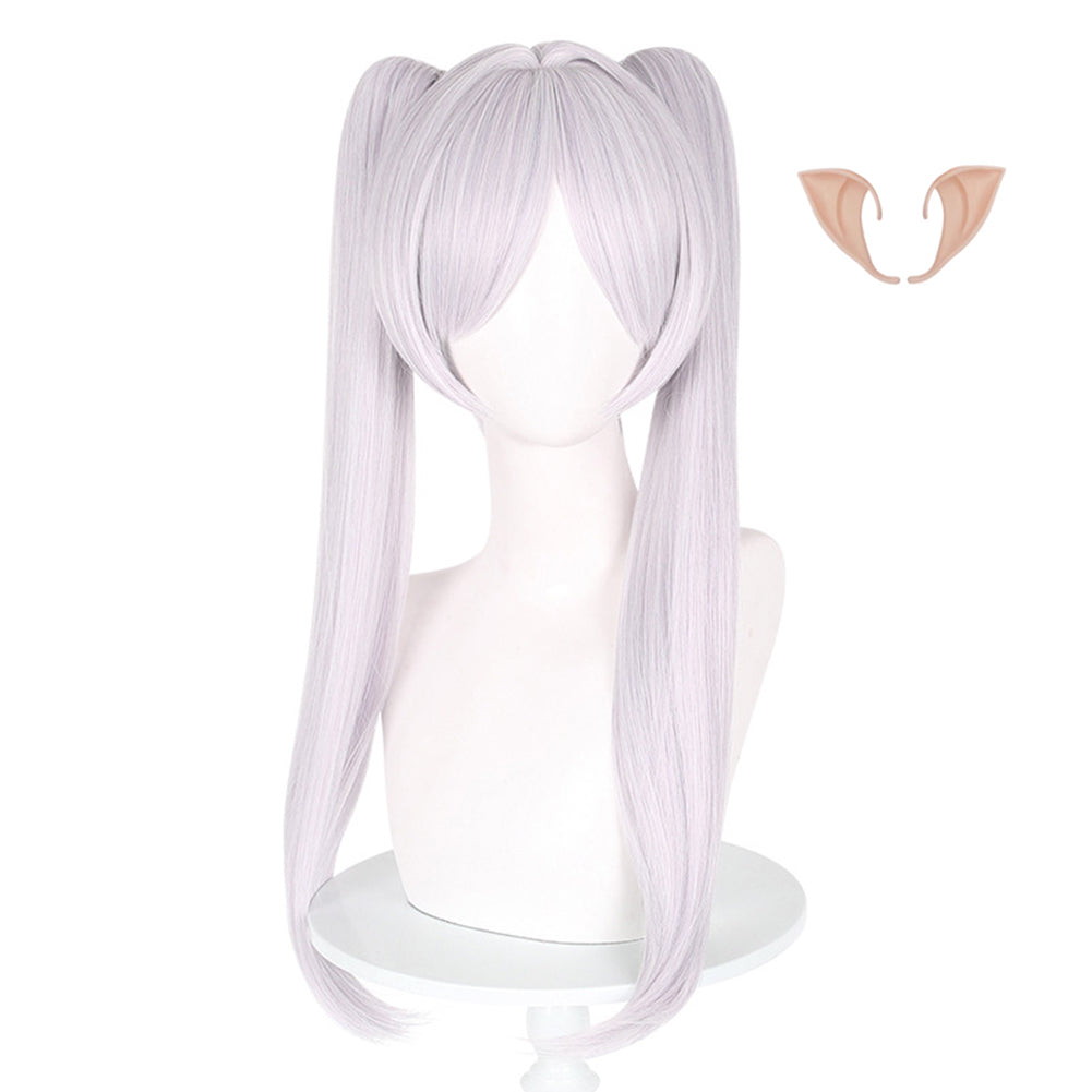 Sousou No Frieren Frieren Anime Character Cosplay White Wig + Ear Heat Resistant Synthetic Hair Cosplay Costume Props