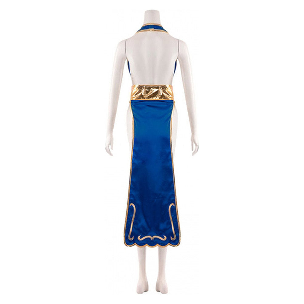 Street Fighter Chun Li Cosplay Costume Blue Outfits Halloween Carnival Suitit