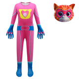 Super Kitties Ginny Cat Kids Children Pink Jumpsuit Cosplay Halloween Carnival Suit