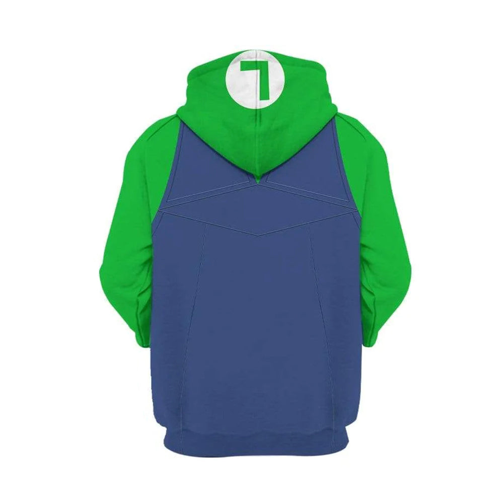 Super Mario Bros Luigi Game Character Green Hoodie 3D Printed Hooded Pullover Sweatshirt Set