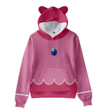 Super Mario Bros Princess Peach Game Character Pink Hoodie 3D Printed Hooded Pullover Cat Ears Sweatshirt