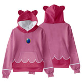 Super Mario Bros Princess Peach Game Character Pink Hoodie 3D Printed Hooded Pullover Cat Ears Sweatshirt