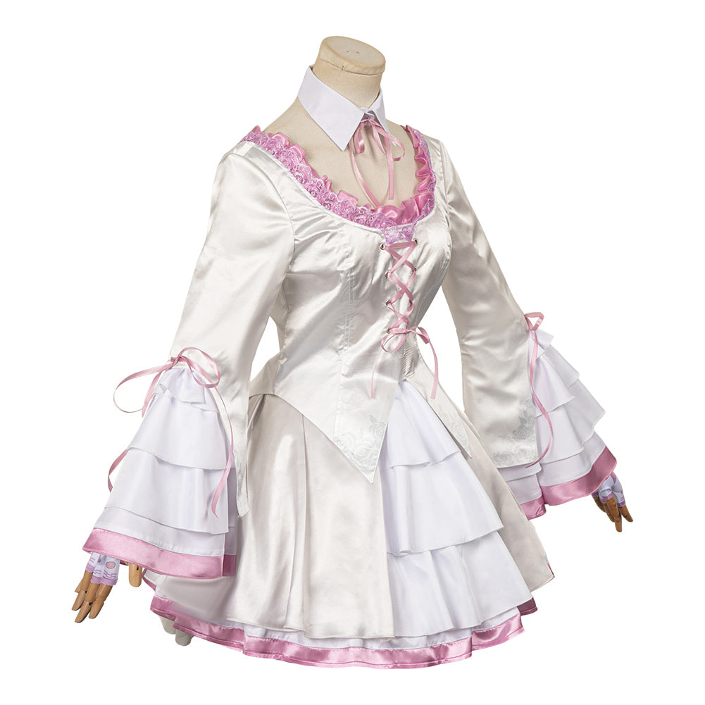 Tekken 8 Lili White Printed Dress Suit Cosplay Costume Outfits Halloween Carnival Suit