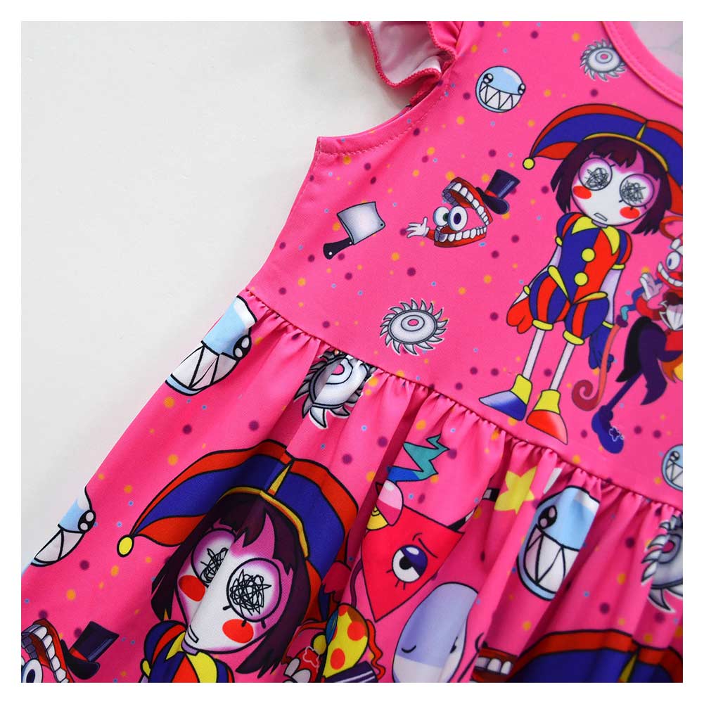 The Amazing Digital Circus Pomni Kids Children Cosplay Costume Pink Dress Halloween Carnival Suit