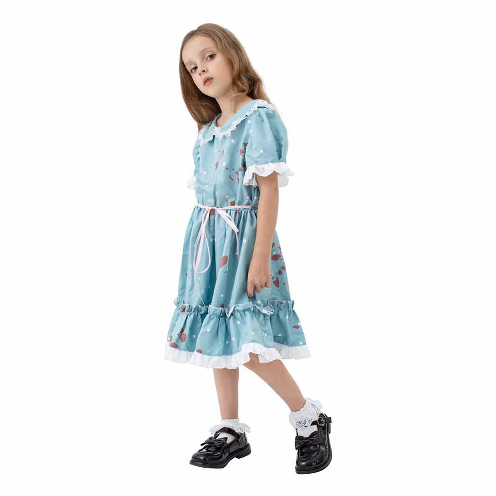 The Shining Movie Kids Children Girl Twins Blue Dress Cosplay Costume