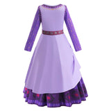 Wish 2023 Asha Kids Children Movie Character Purple Dress Cosplay Costume Outfits
