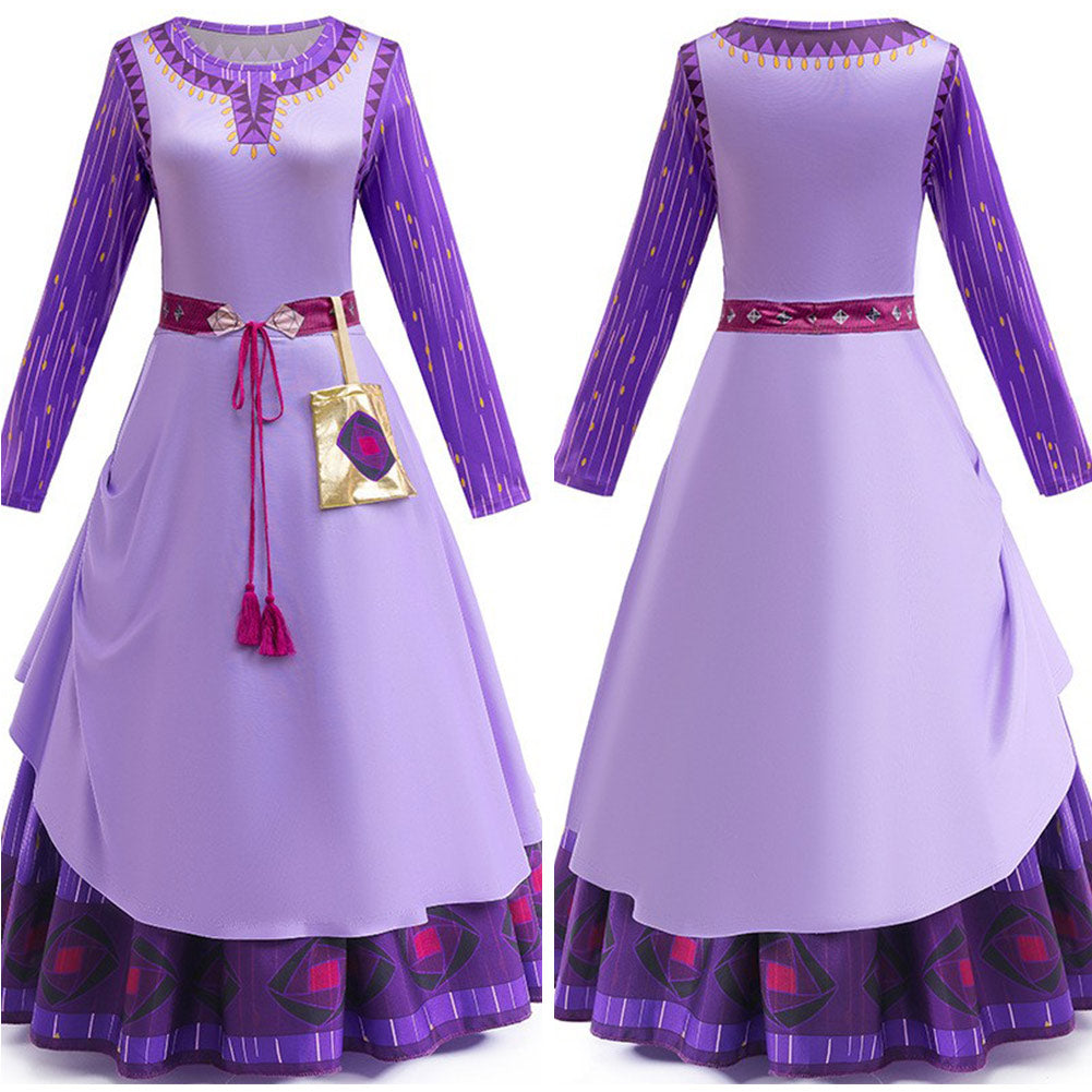 Wish Asha Movie Character Cosplay Purple Dress Cosplay Costume Outfits