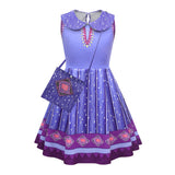 Wish Asha Movie Character Kids Children Purple Dress Cosplay Costume