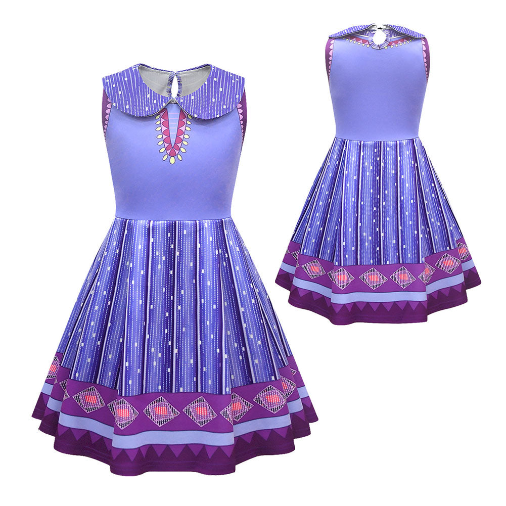Disney Wish Asha Purple Dress Movie Cosplay Costume Women