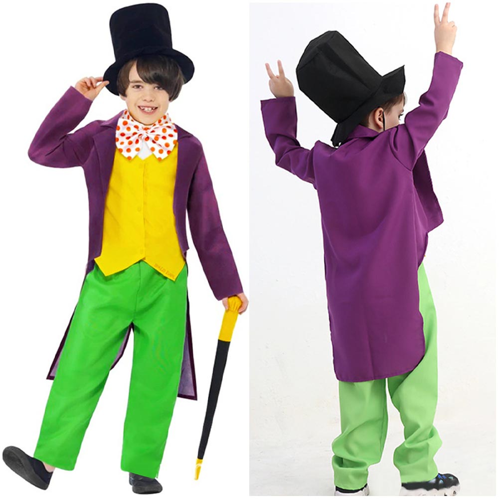 Wonka 2023 Willy Wonka Kids Children Cosplay Costume Outfits Halloween Carnival Suit